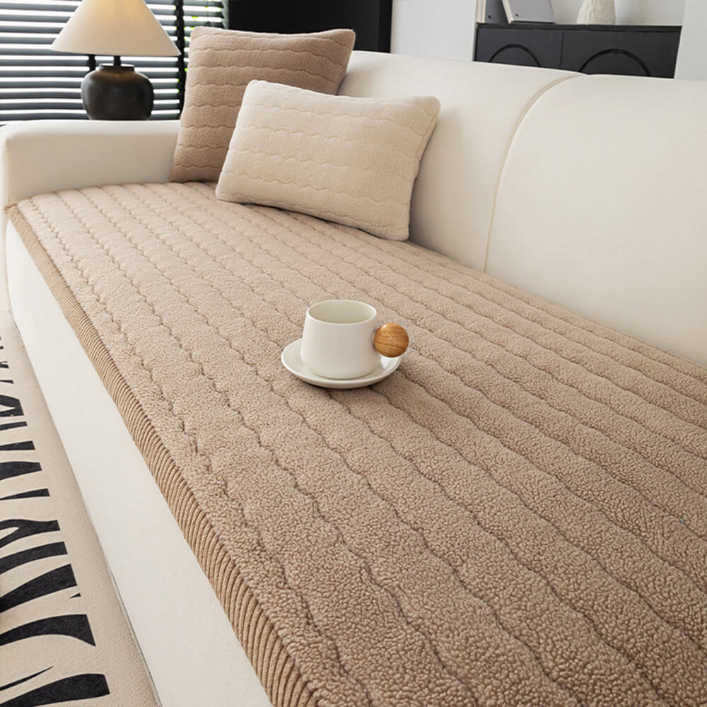 Cubierta de sofá de piel de cordero suave y transpirable cremoso