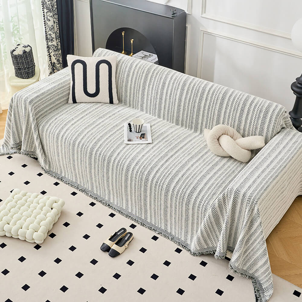 Elegante Herringbone Chenille Textured Throw Couch Tapa