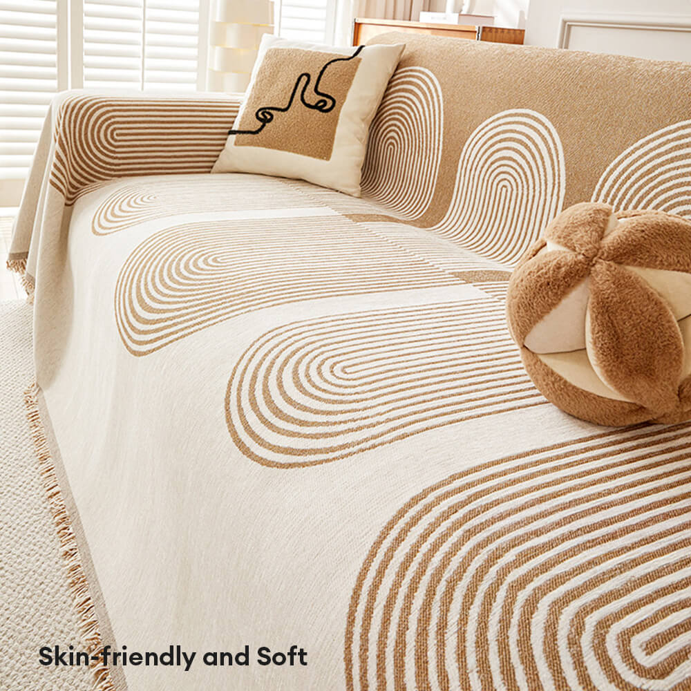 Patrón geométrico Cubierta de sofá de chenilla reversible