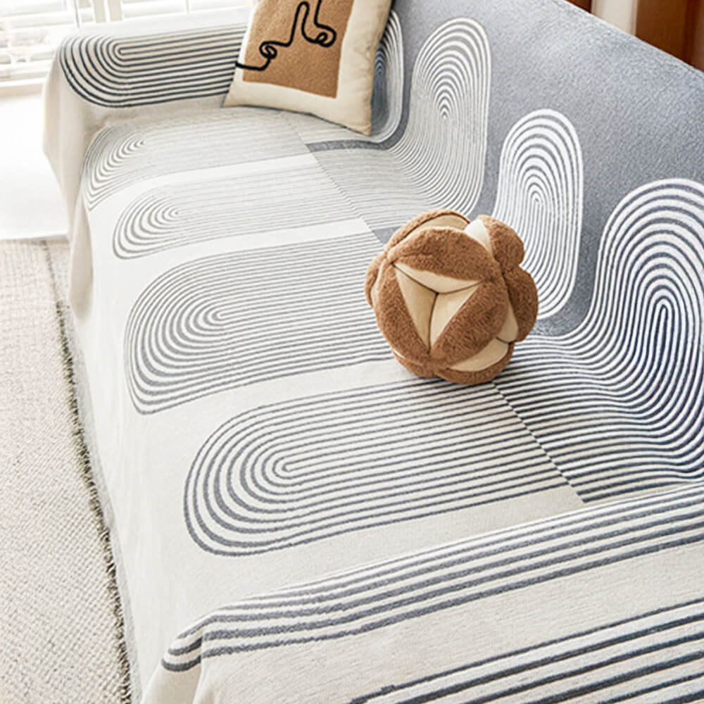 Patrón geométrico Cubierta de sofá de chenilla reversible