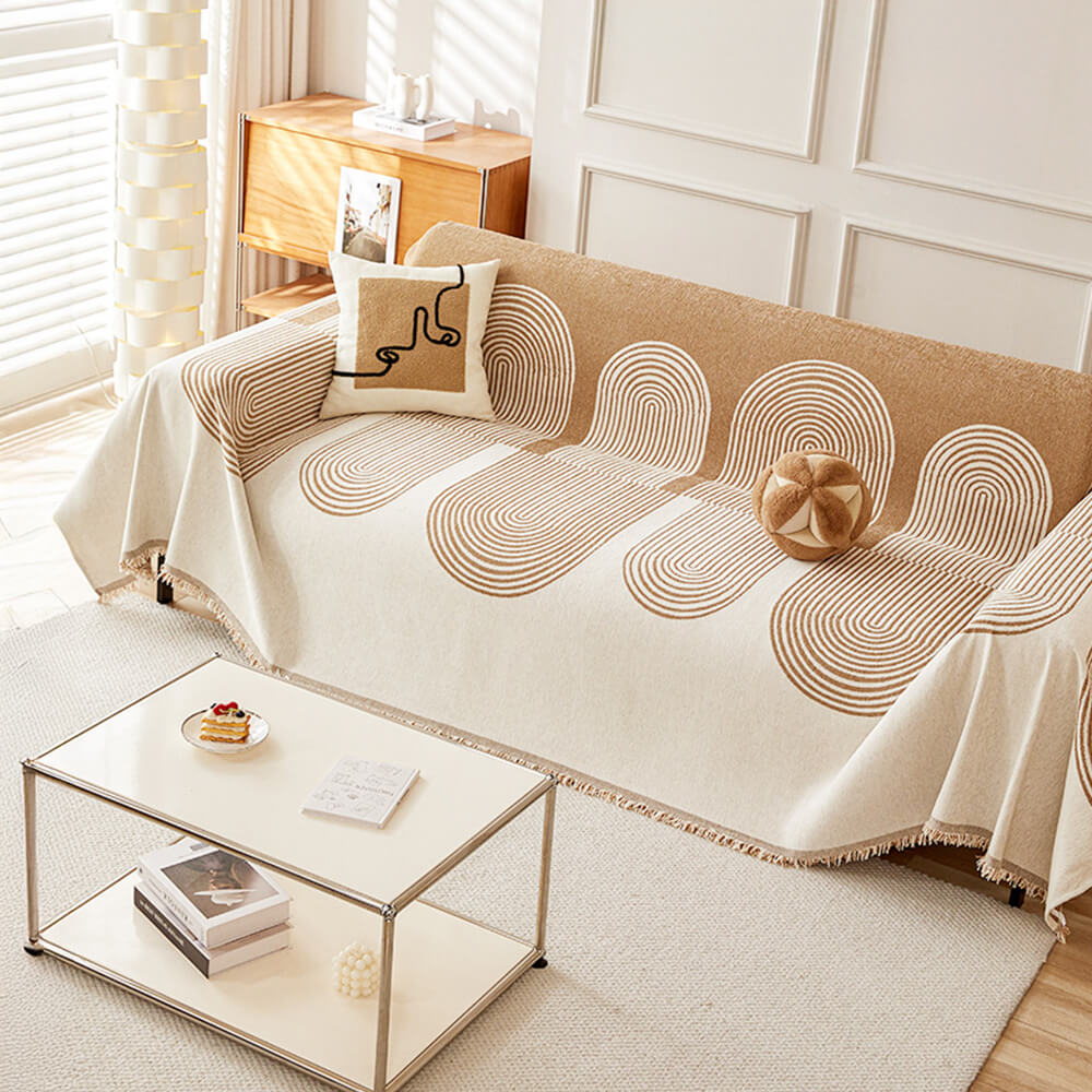 Patrón geométrico Cubierta de sofá de chenilla reversible