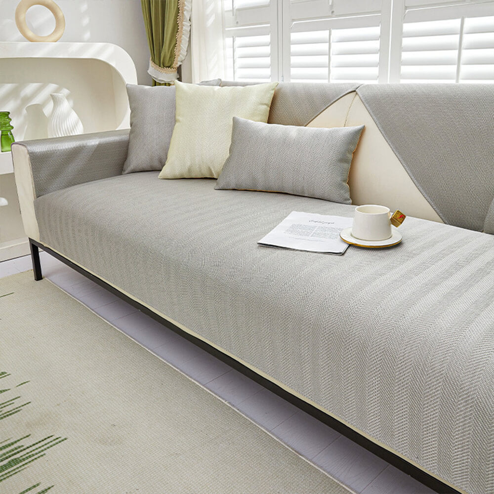 Herringbone Ice Silk enfriamiento transpirable Protector de sofá sin deslizamiento Cubierta de sofá