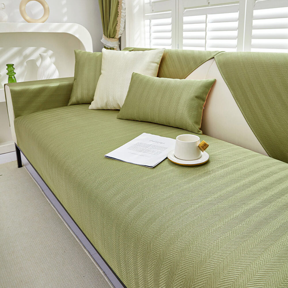 Herringbone Ice Silk enfriamiento transpirable Protector de sofá sin deslizamiento Cubierta de sofá