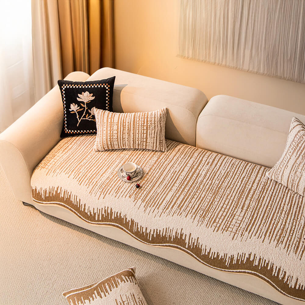Cubierta moderna de sofá de felpa abstractas con bordes ondulados