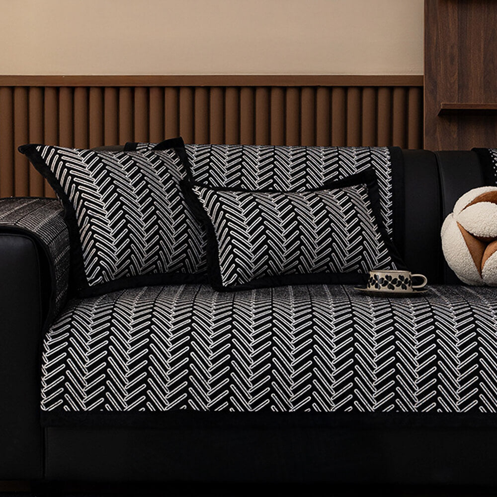 Cubierta moderna de Herringbone Chenille Chenille anti-scratch sin deslizamiento