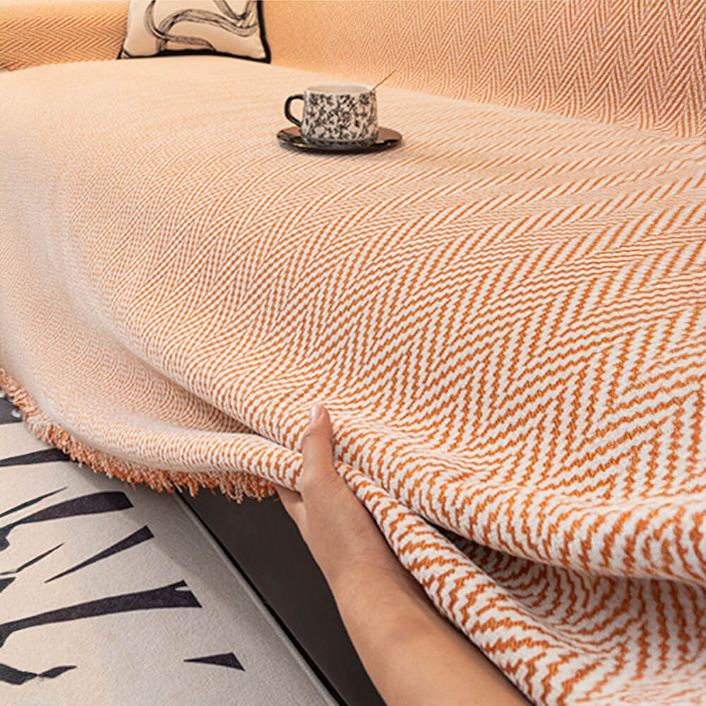 Cubierta de sofá de cobertura completa de Chenille de Herringbone Premium