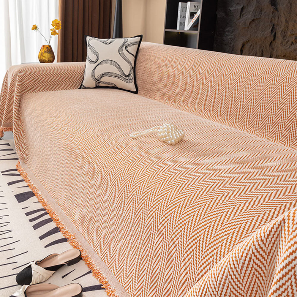 Cubierta de sofá de cobertura completa de Chenille de Herringbone Premium