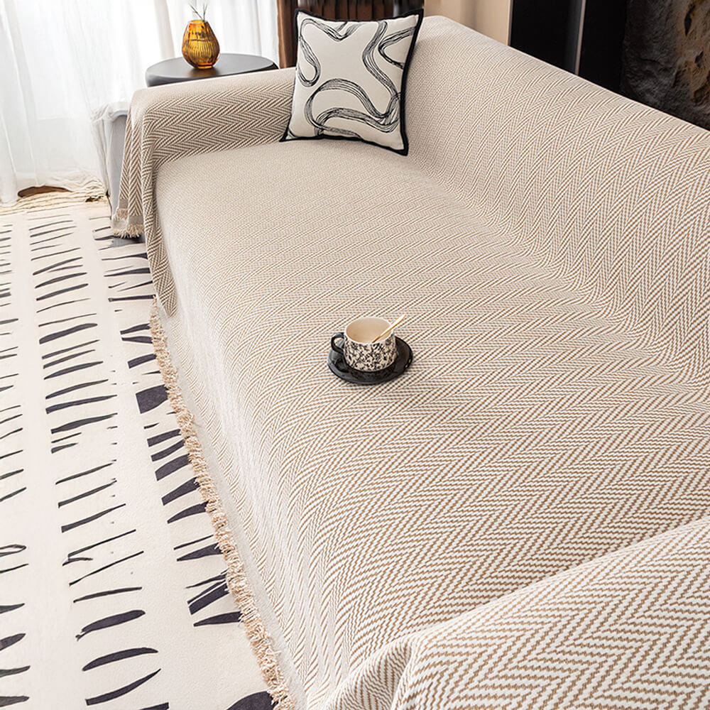 Cubierta de sofá de cobertura completa de Chenille de Herringbone Premium