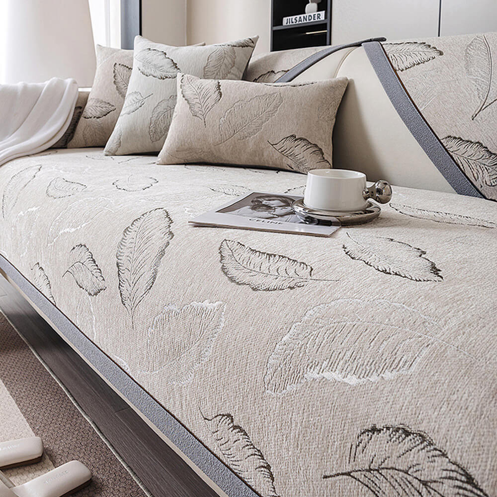 Textura de hojas premium Chenille Cubierta de sofá anti-scratch anti-scratch