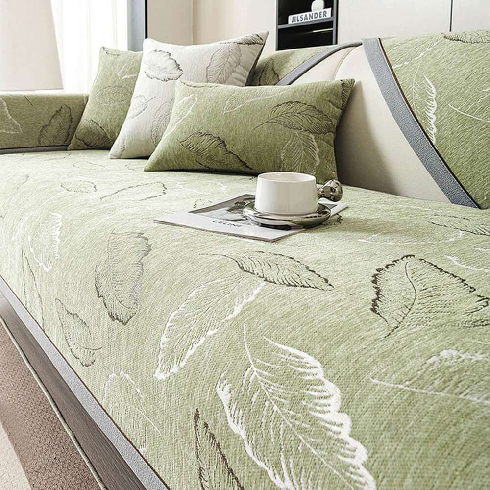 Textura de hojas premium Chenille Cubierta de sofá anti-scratch anti-scratch