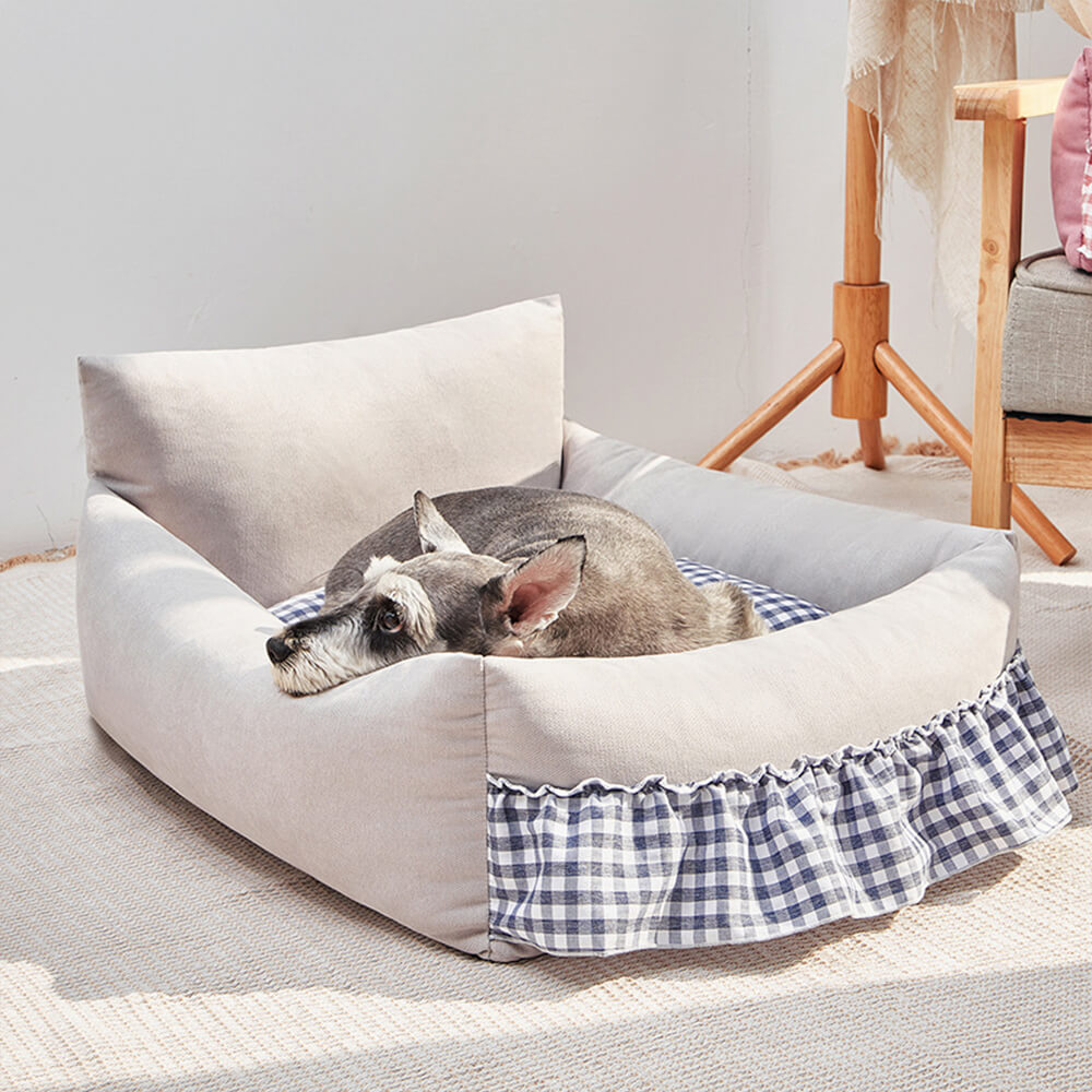 Elegante Backrested Backorst Lavable Dog & Cat Bed