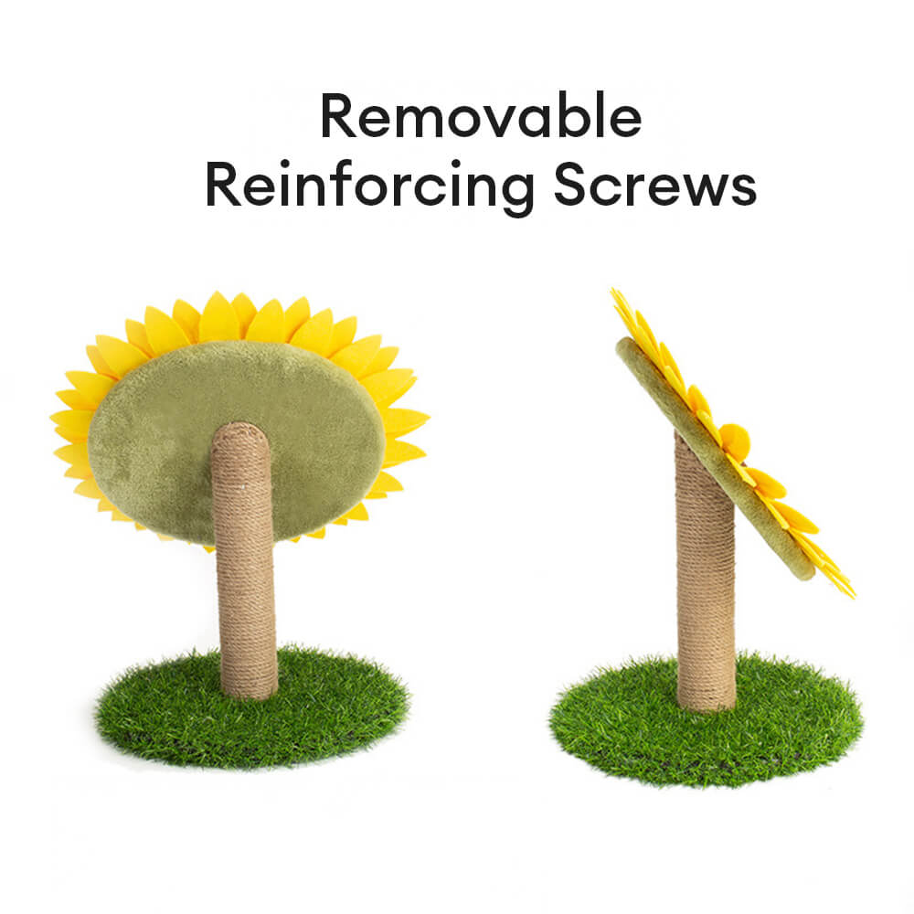 Tablero de rasguños de gato de sisal de girasol con base de hierba estable