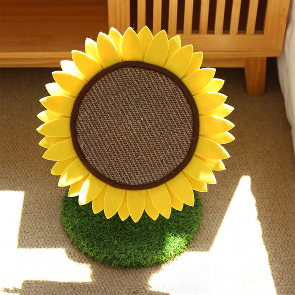 Tablero de rasguños de gato de sisal de girasol con base de hierba estable