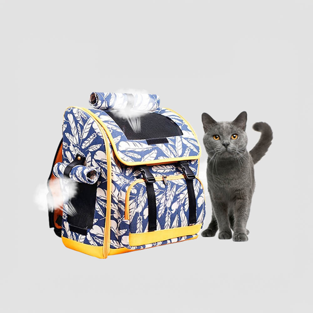Mochila de gato de viaje de mascotas de impresión hawaiana de moda y cómoda