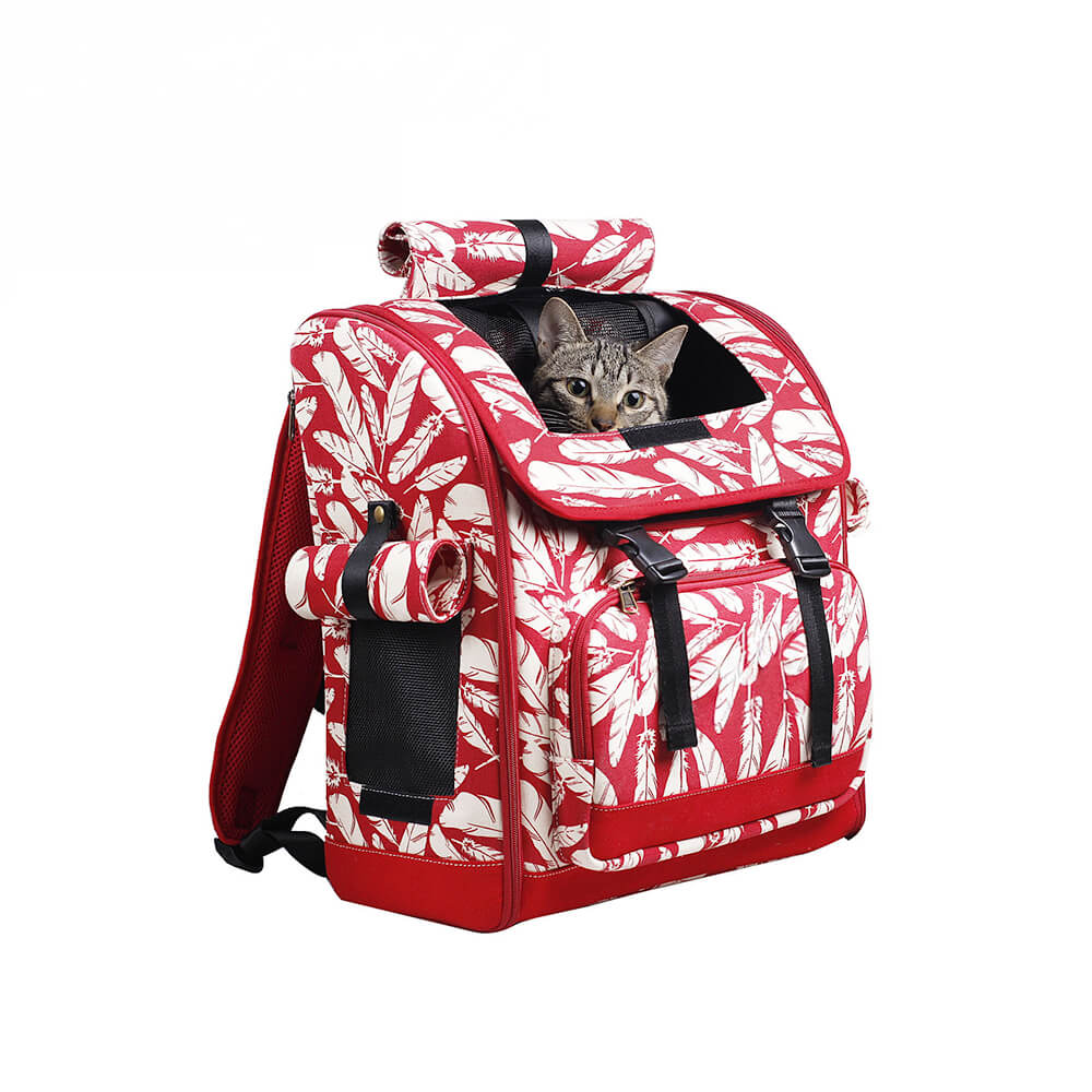 Mochila de gato de viaje de mascotas de impresión hawaiana de moda y cómoda