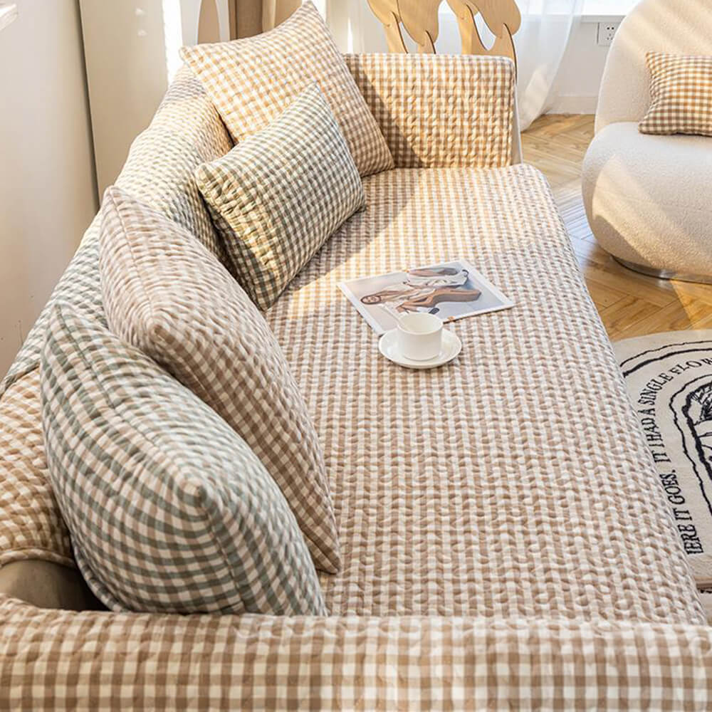 Cubierta de sofá sin algodón sin algodón de algodón a cuadros retro a cuadros