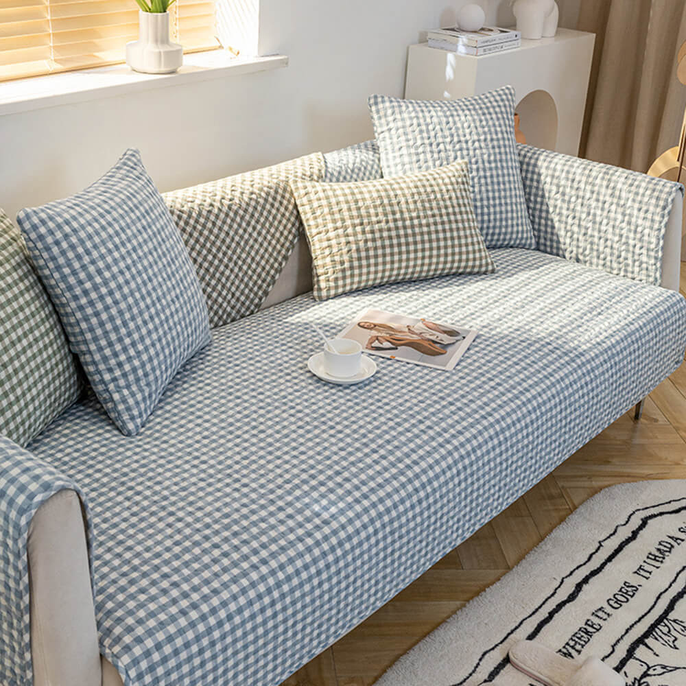 Cubierta de sofá sin algodón sin algodón de algodón a cuadros retro a cuadros