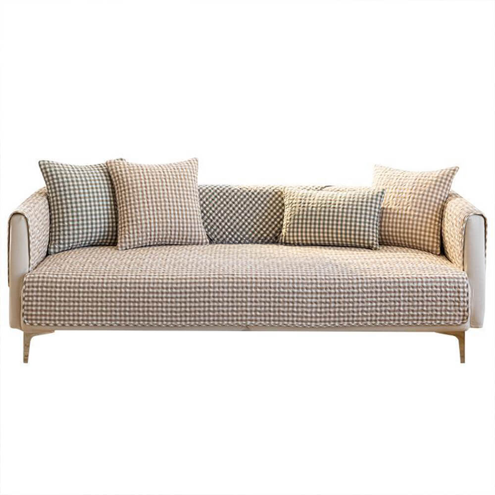 Cubierta de sofá sin algodón sin algodón de algodón a cuadros retro a cuadros
