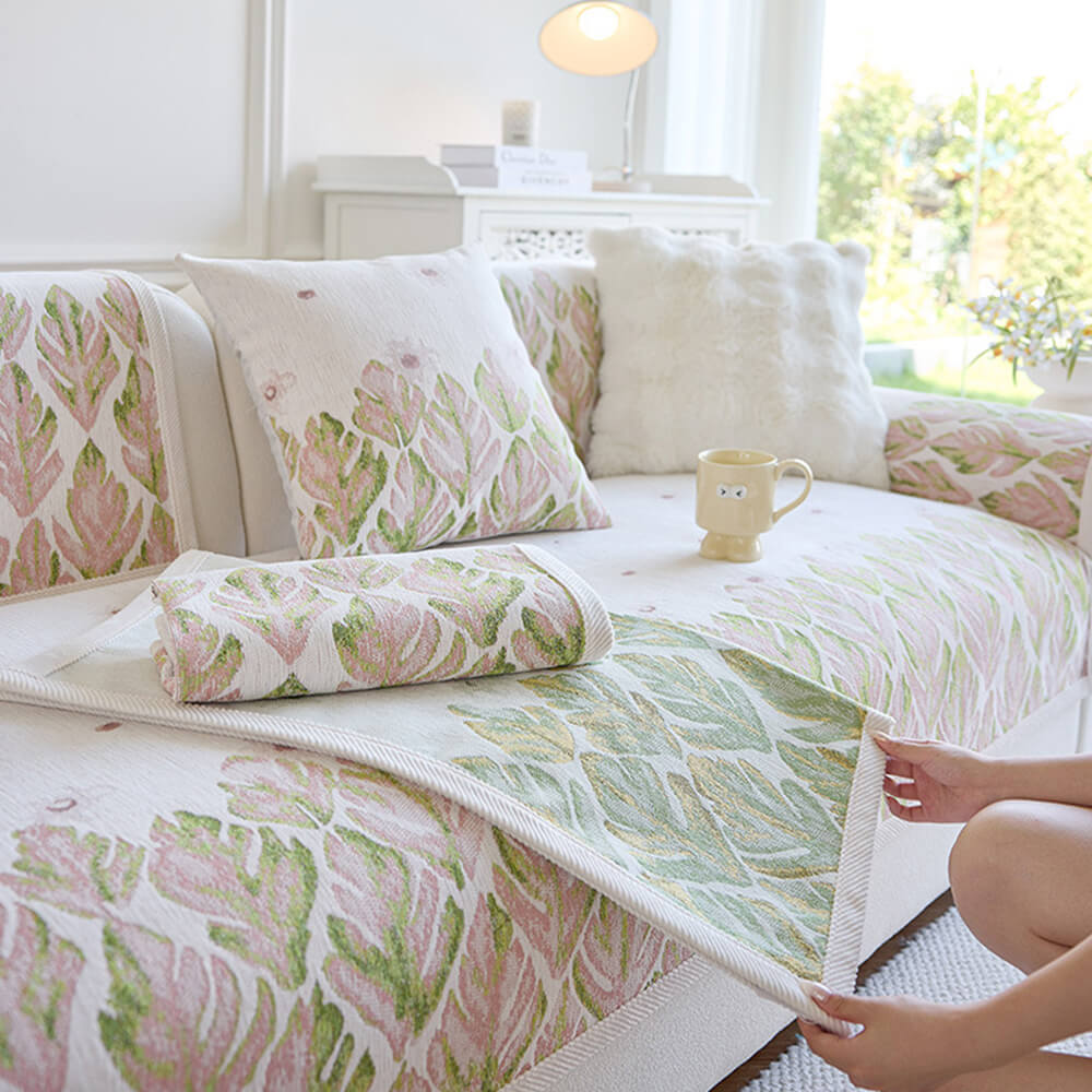 Design botanico romantico di Chenille Coperchio divano comodo