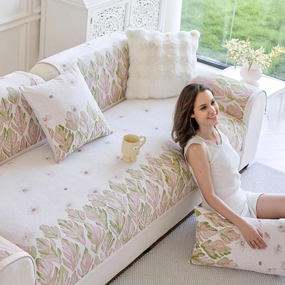 Design botanico romantico di Chenille Coperchio divano comodo