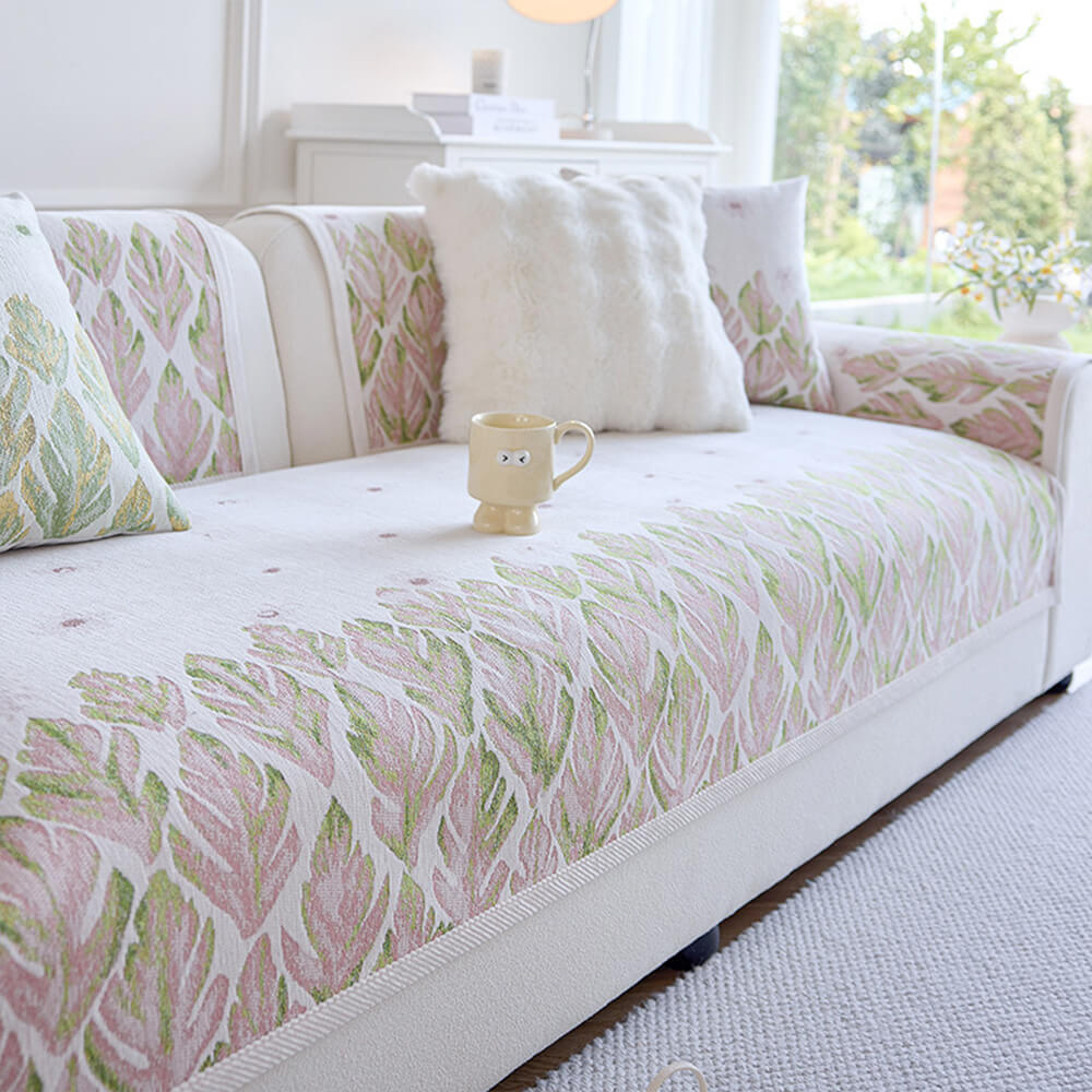 Design botanico romantico di Chenille Coperchio divano comodo