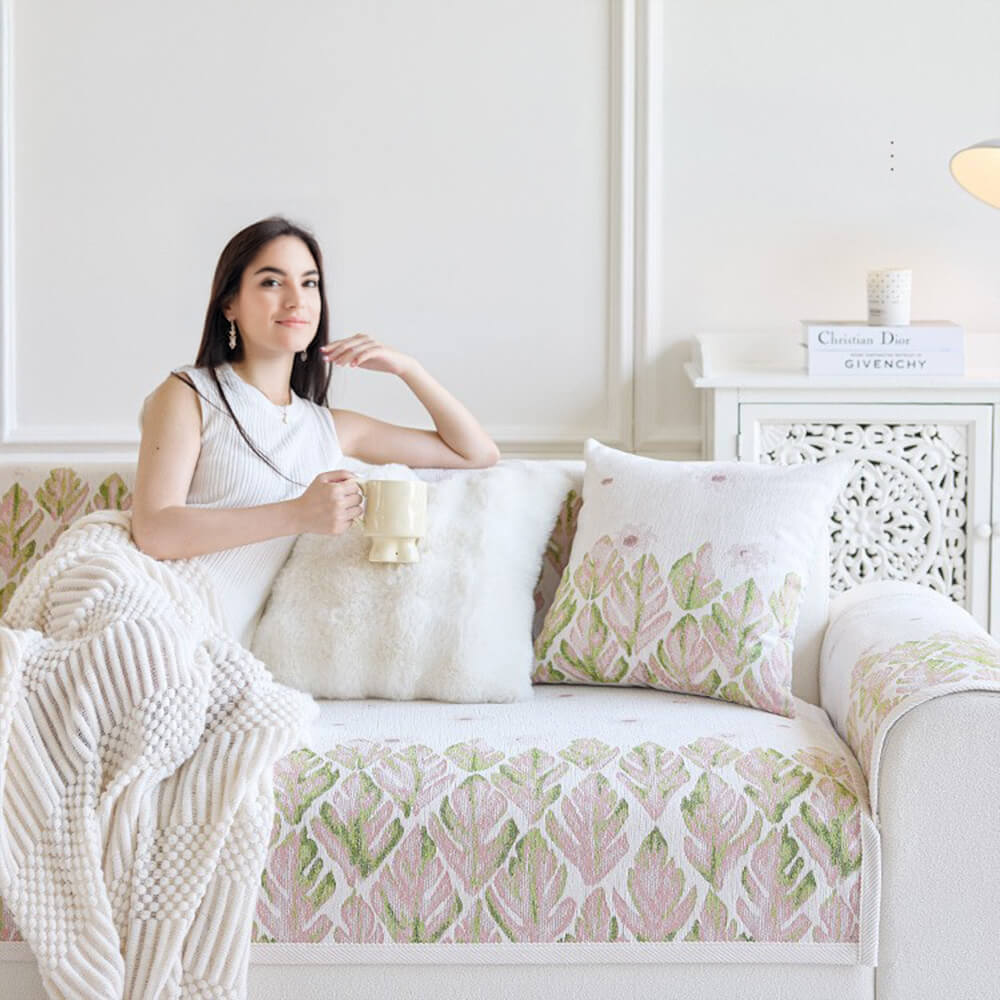 Design botanico romantico di Chenille Coperchio divano comodo