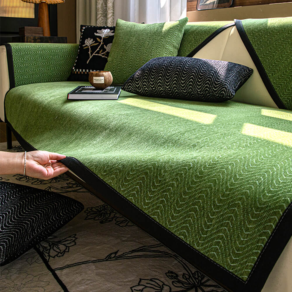 Chenille Anti-Slip Cat-Scratch Resistant Wavy Texture Premium Couch Cover