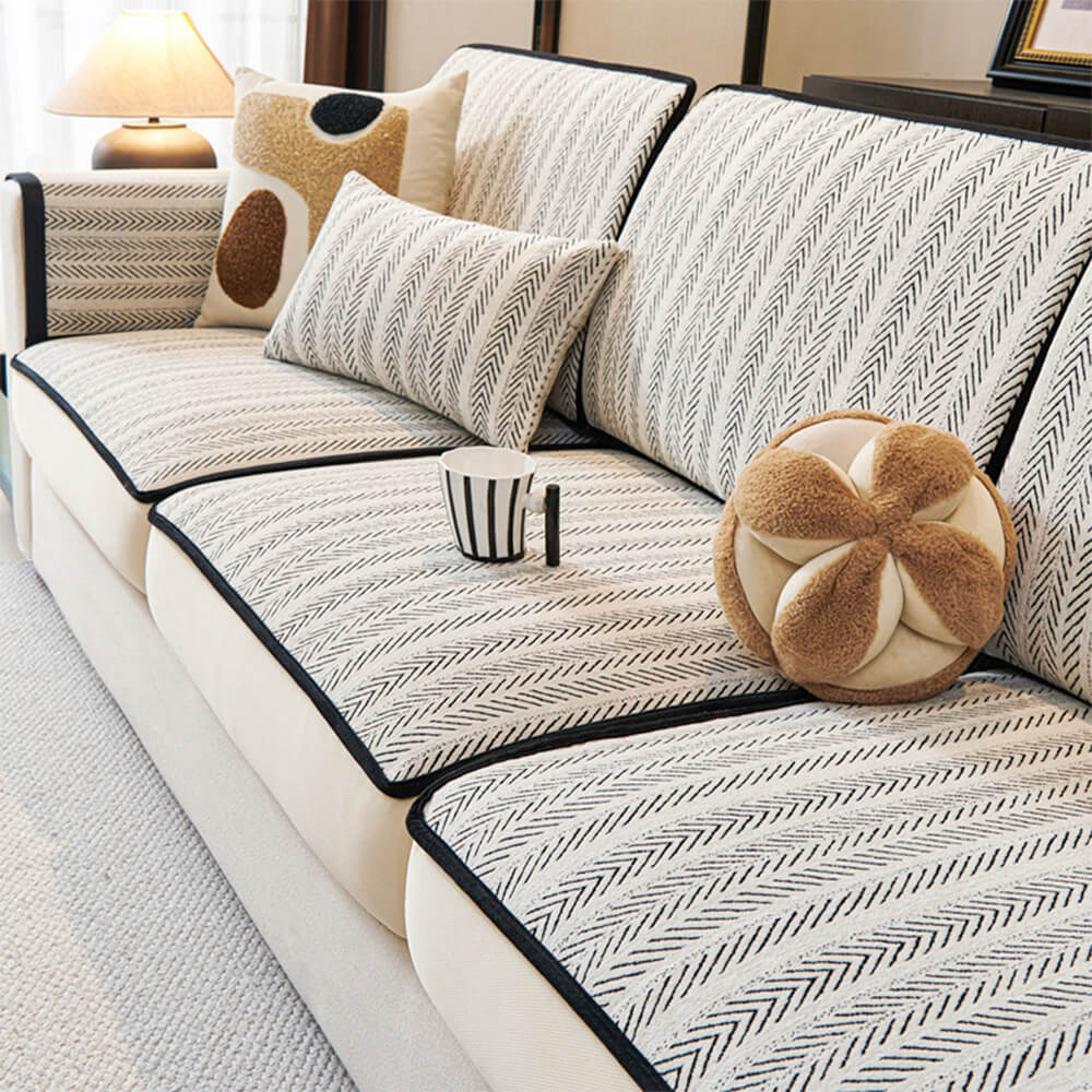 Cubierta clásica del sofá de chenille del estiramiento retro: protección completa con un diseño elegante