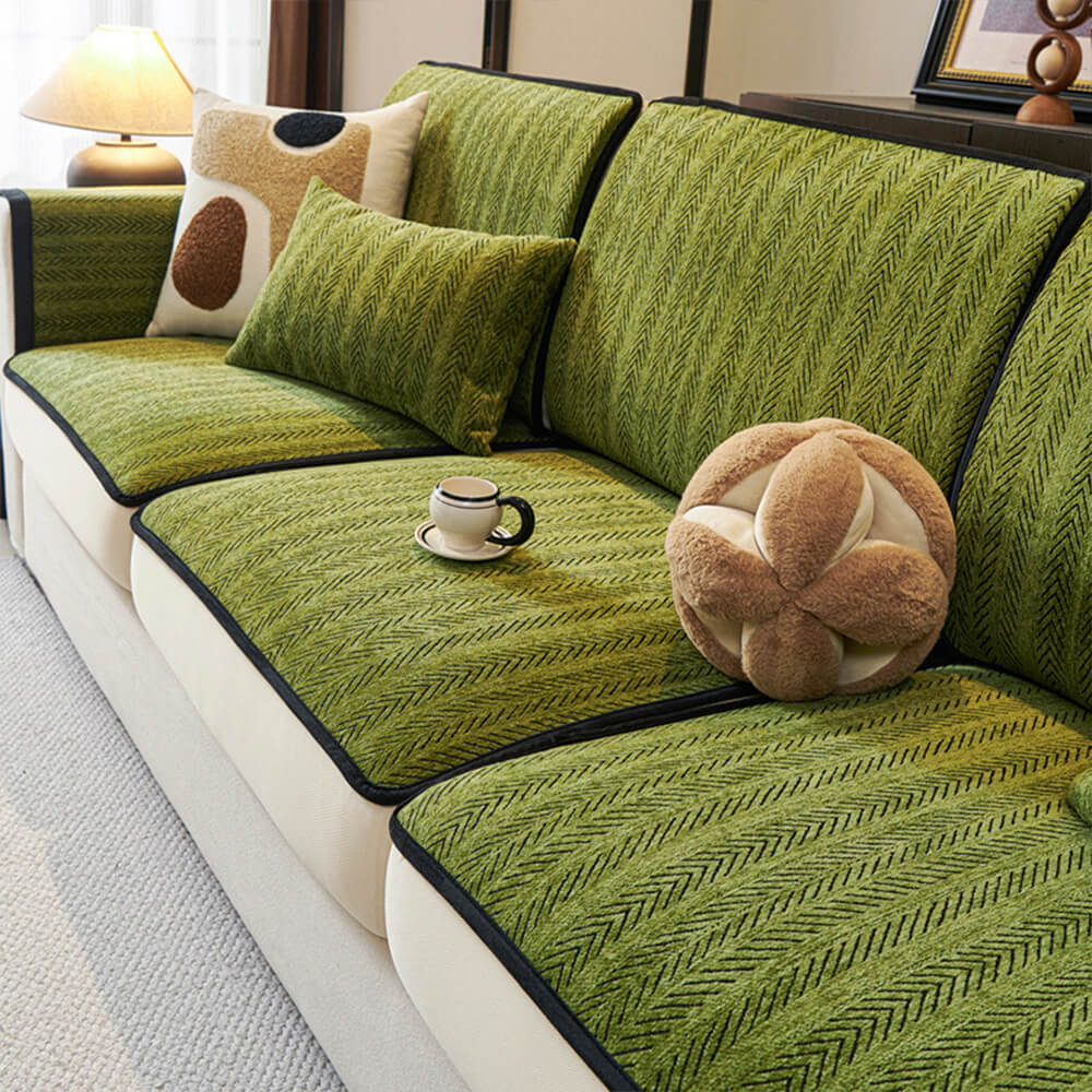 Cubierta clásica del sofá de chenille del estiramiento retro: protección completa con un diseño elegante