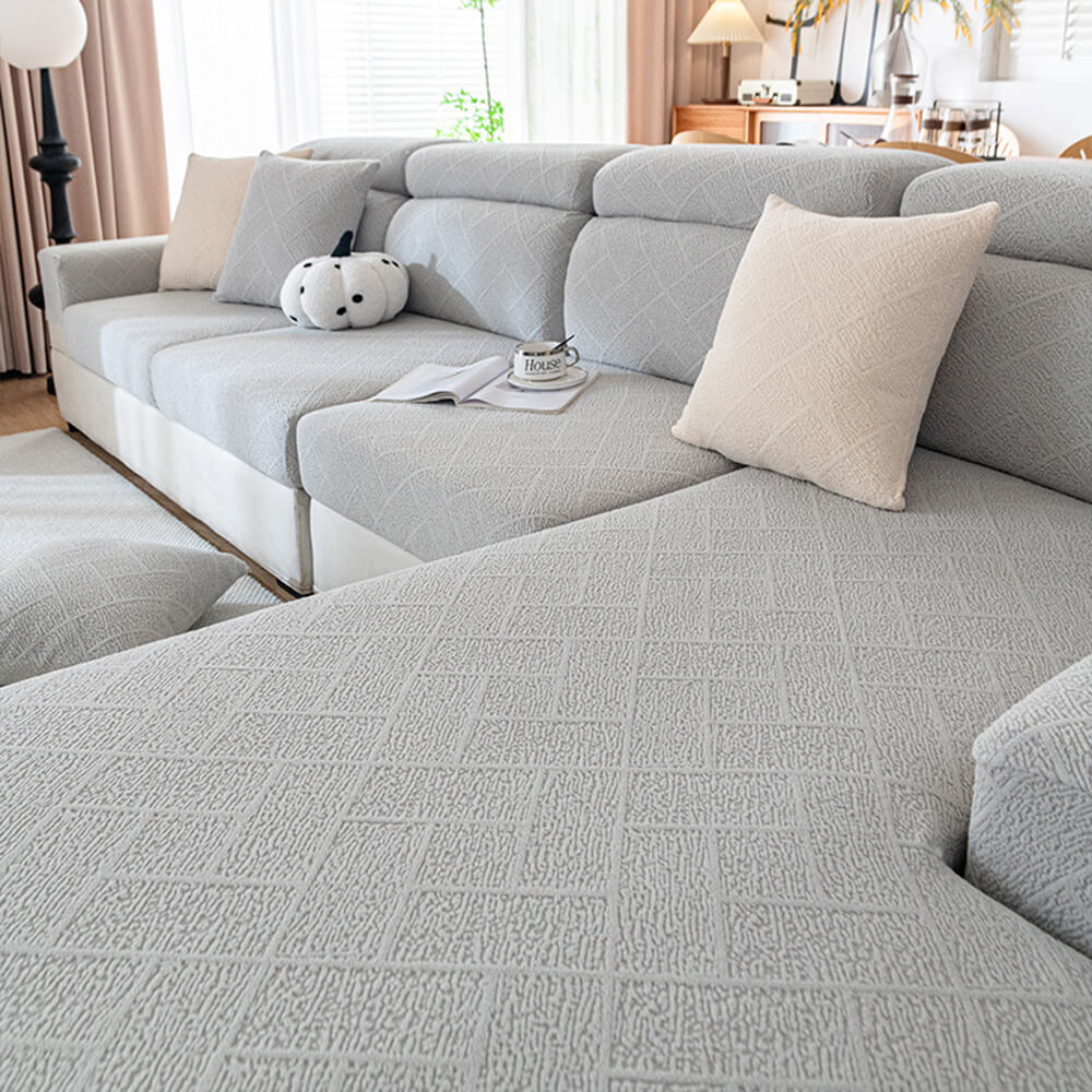 Diamond Jacquard Plush cubierta del sofá de cubierta completa