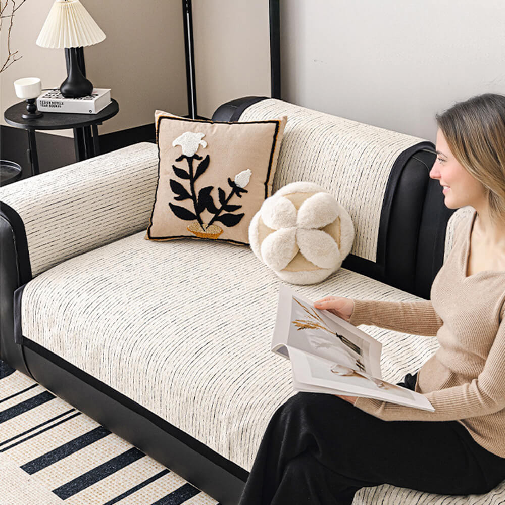 Tapa moderna del sofá de chenilla a rayas francesas