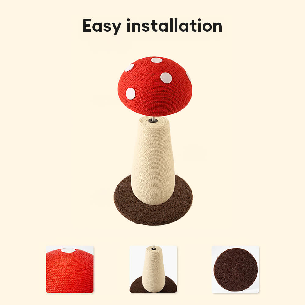 Poste de rasguño de sisal natural en forma de hongo para gatos grandes