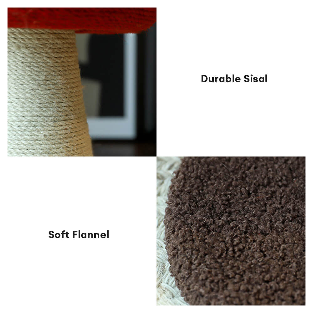 Poste de rasguño de sisal natural en forma de hongo para gatos grandes