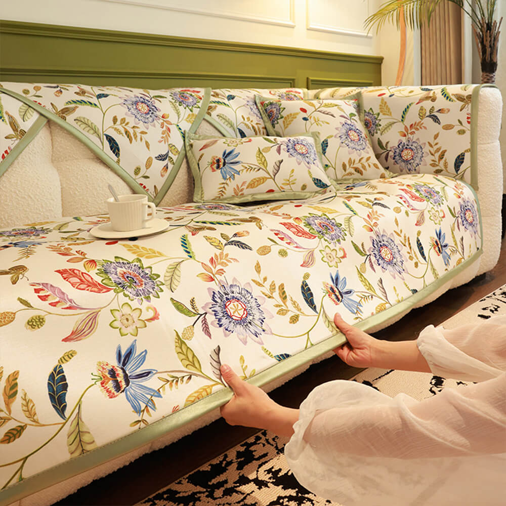 Copertina di divano floreale pastorale di raffreddamento per tutte le stagioni