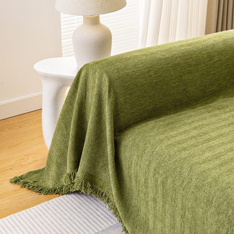 Cobertura completa Herringbone Chenille Sofá Protección de la cubierta del sofá resistente al desgaste