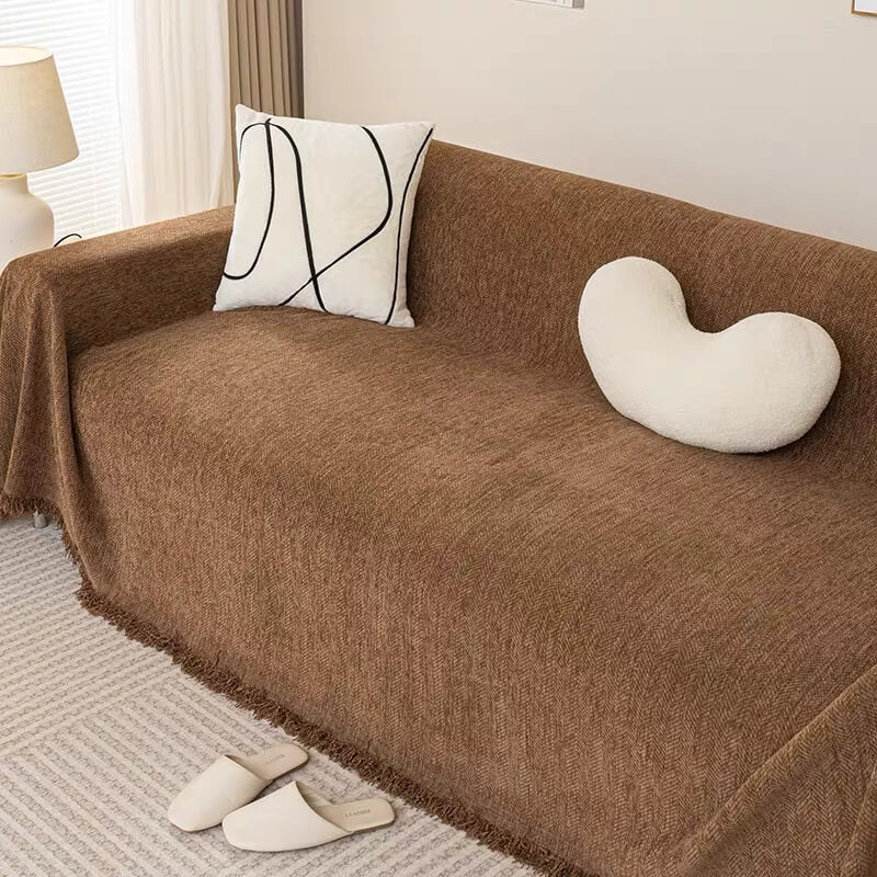 Cobertura completa Herringbone Chenille Sofá Protección de la cubierta del sofá resistente al desgaste