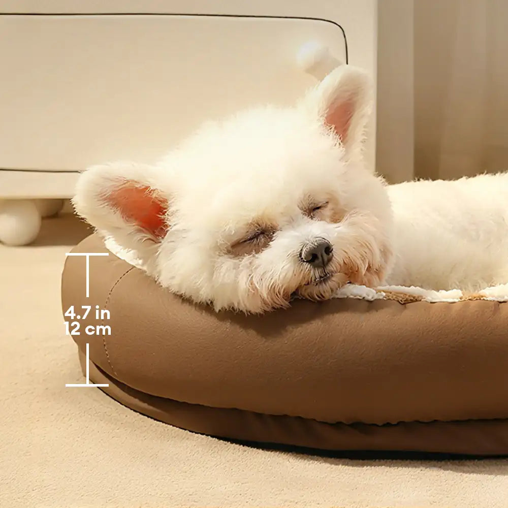 Geometric Wave Pattern Faux Leather Warm Removable And Washable Dog Bed