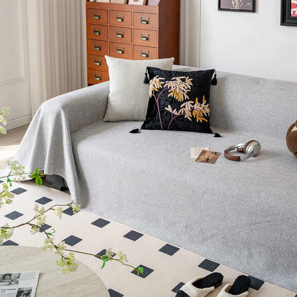 Tapa del sofá de lanzamiento resistente a los rasguños de lino tejido transpirable