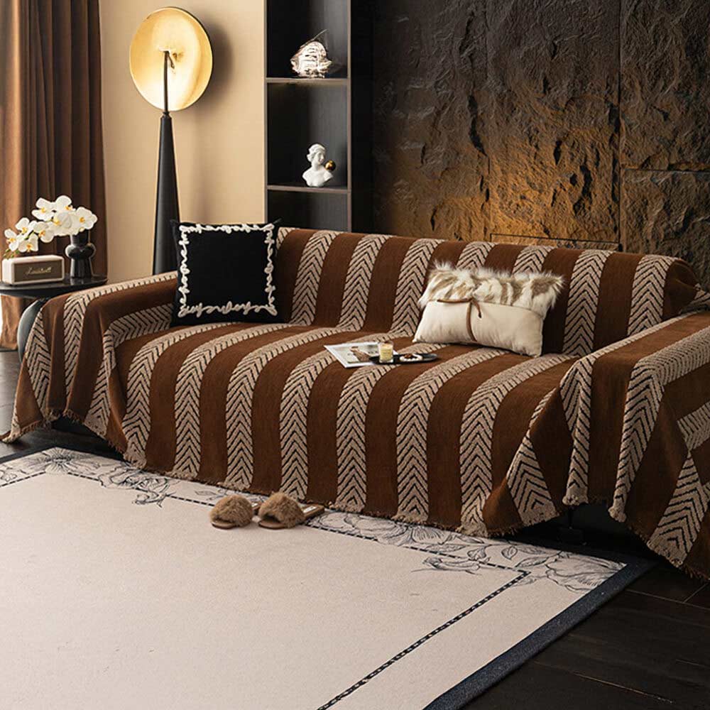 Herringbone Chenille Durable Lanzar una cubierta del sofá con costuras de patrón sin costuras
