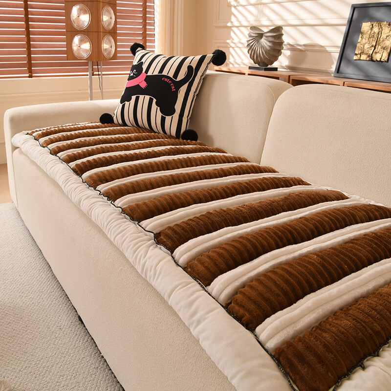 Confort Plush Plush Vegyed Striped Strip Couch Tapa de sofá
