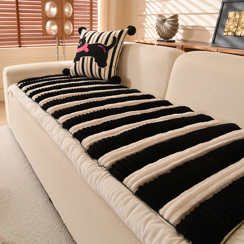 Confort Plush Plush Vegyed Striped Strip Couch Tapa de sofá