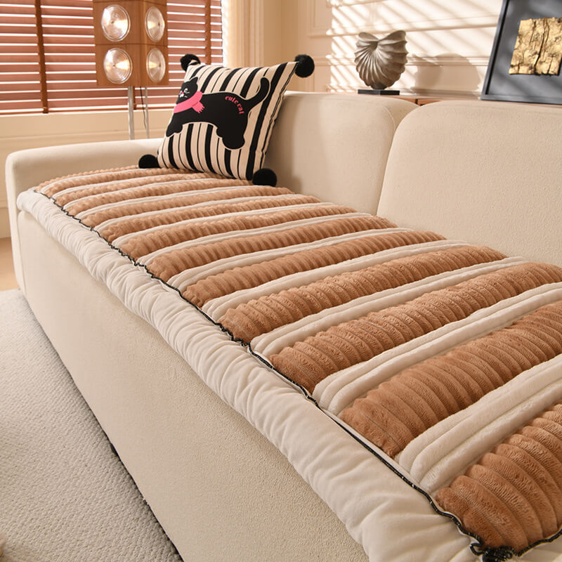 Confort Plush Plush Vegyed Striped Strip Couch Tapa de sofá