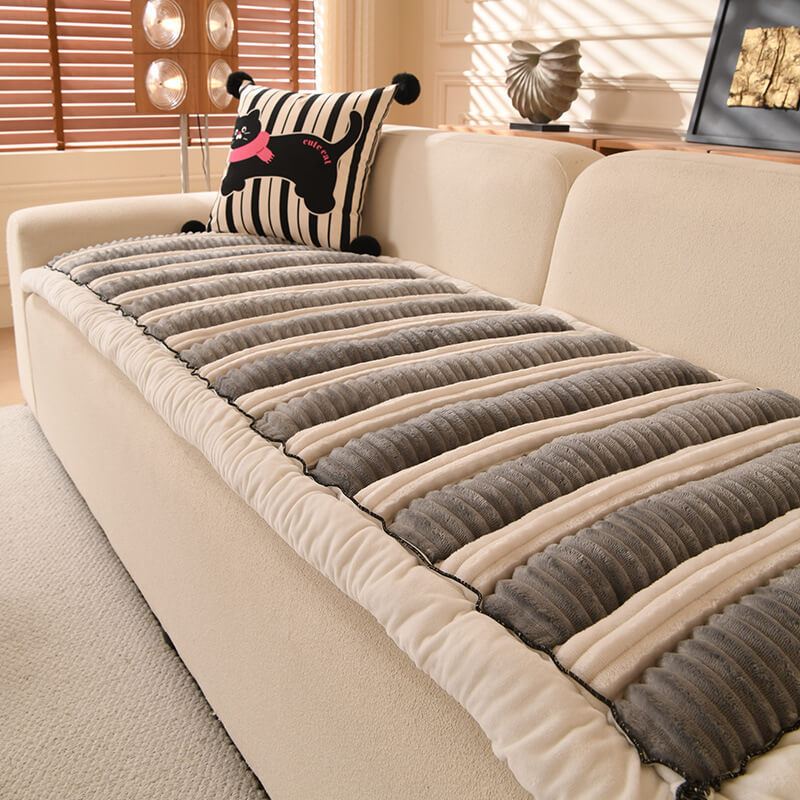 Confort Plush Plush Vegyed Striped Strip Couch Tapa de sofá