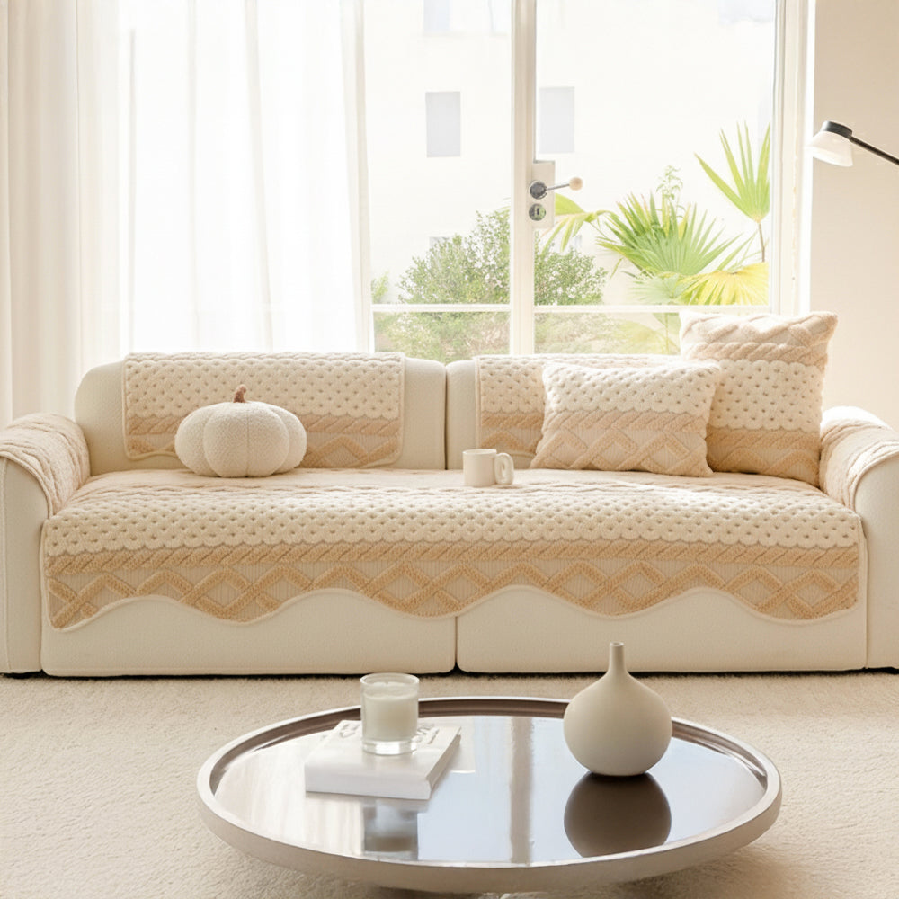 Chenille Art Corrugated Breatable No-Slip Couch Cover Coach