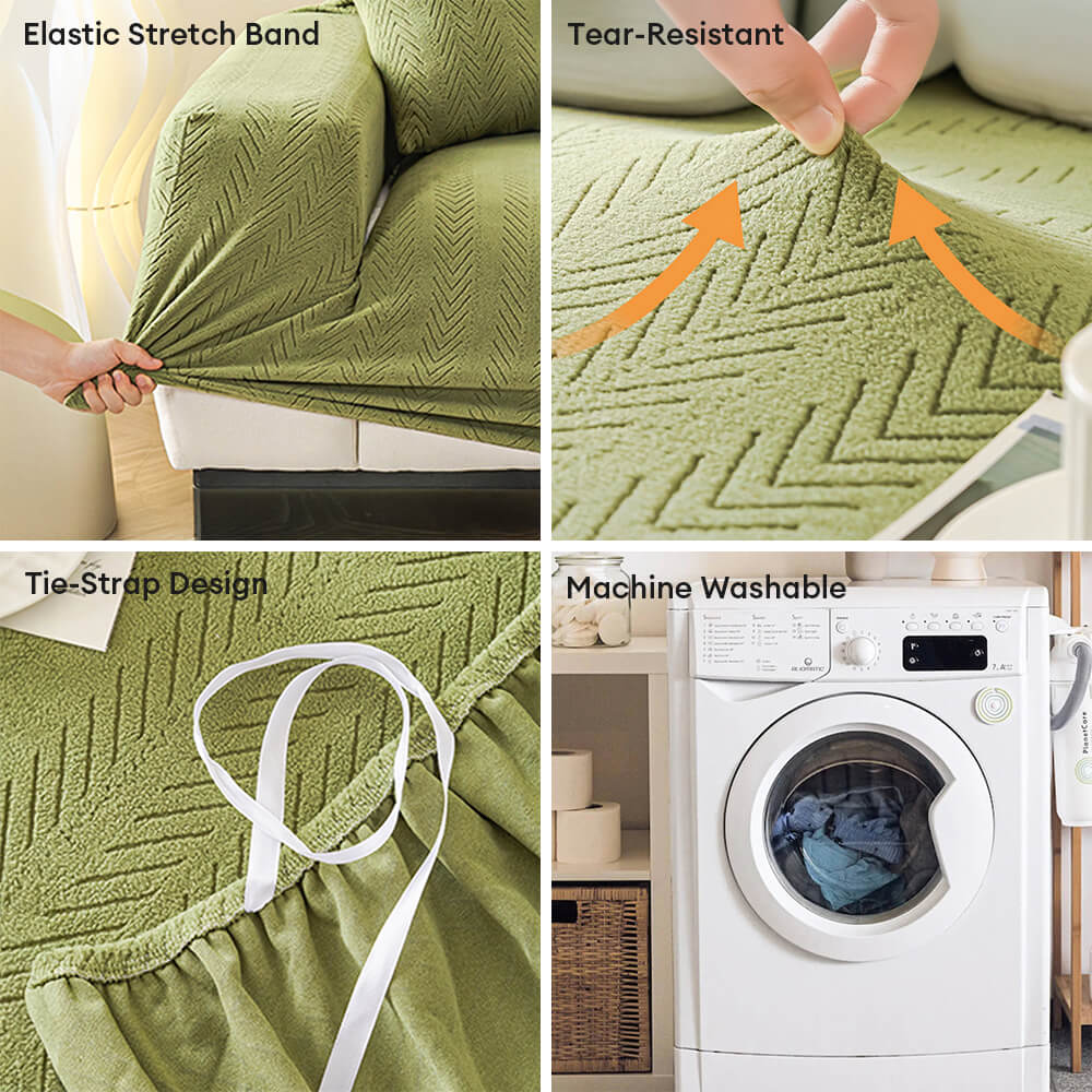 Elegante cubierta de sofá mágica de estiramiento de crema de crema en espiga