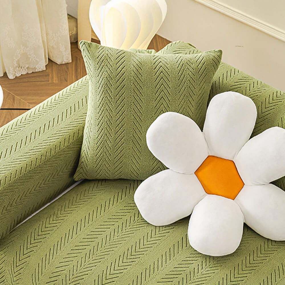 Elegante cubierta de sofá mágica de estiramiento de crema de crema en espiga