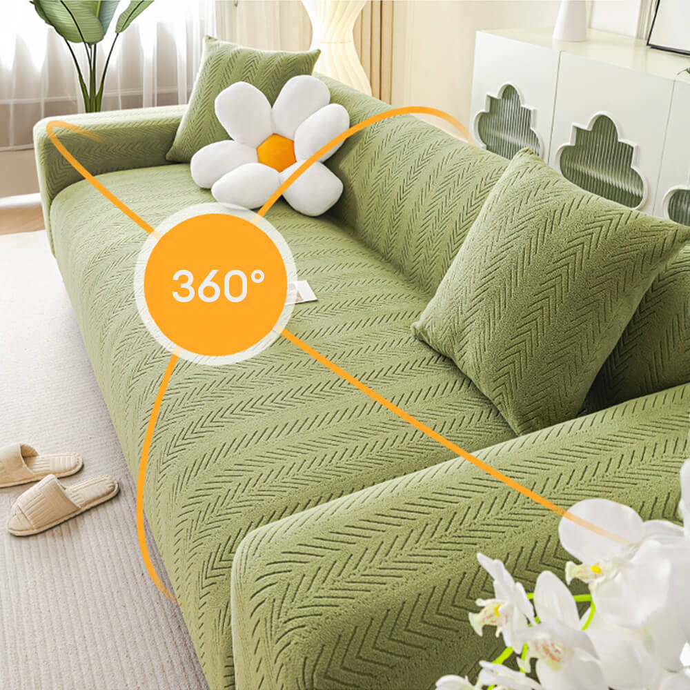 Elegante cubierta de sofá mágica de estiramiento de crema de crema en espiga