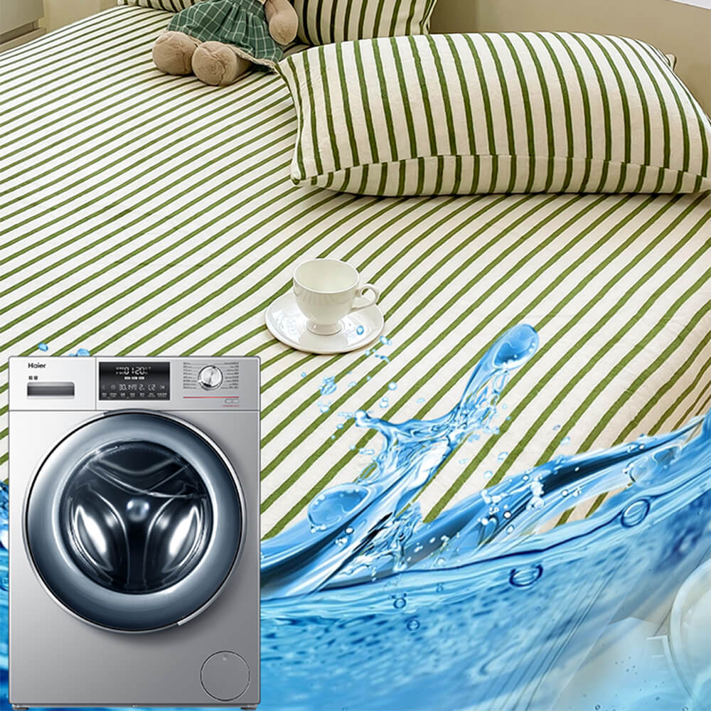 Ensemble de draps-housses antidérapants en velours de lait à rayures élégantes