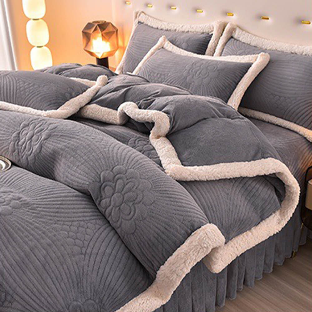 Set di gonne da letto per pile di latte addensato trapuntato floreale