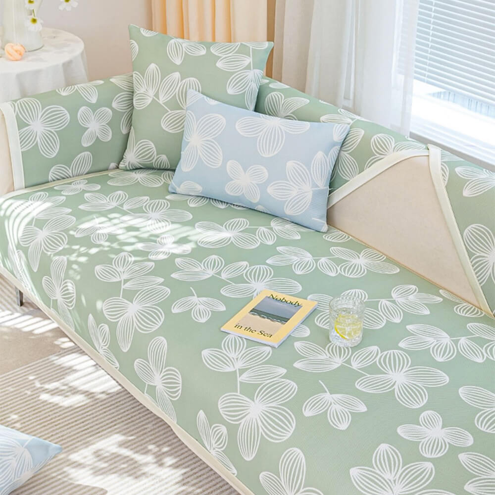 Frescante de hielo floral de seda de seda de seda cubierta de sofá sin deslizamiento